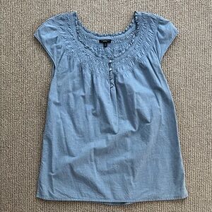 Talbots Chambray Smocked Top